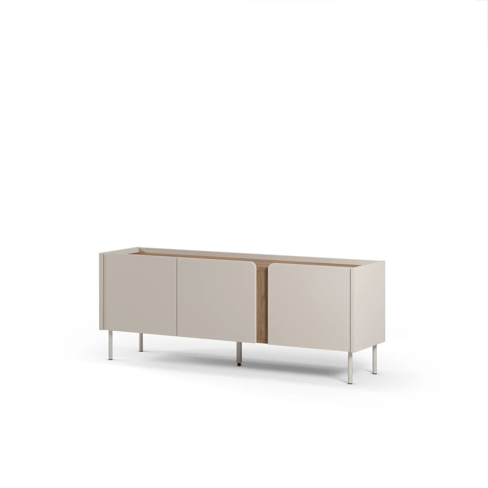 Lomar TV-benk 140x53,9x35,5 cm - Sandstein og naturlig eik