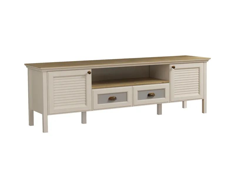 Lopira TV-benk 180 cm, Krem, eik, grå