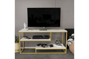 Lorin Gulvstående TV-benk 120 cm med Oppbevaring i Malt Tre - Hvit - Møbler - Mediamøbel & tv møbel - TV-benk & mediabenk