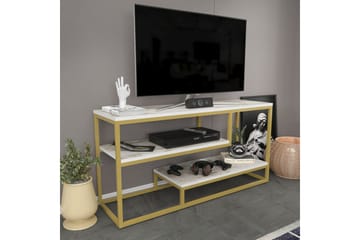Lorin Gulvstående TV-benk 120 cm med Oppbevaring i Malt Tre - Hvit - Møbler - Mediamøbel & tv møbel - TV-benk & mediabenk