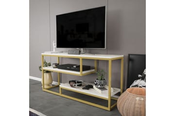 Lorin Gulvstående TV-benk 120 cm med Oppbevaring i Malt Tre - Hvit - Møbler - Mediamøbel & tv møbel - TV-benk & mediabenk