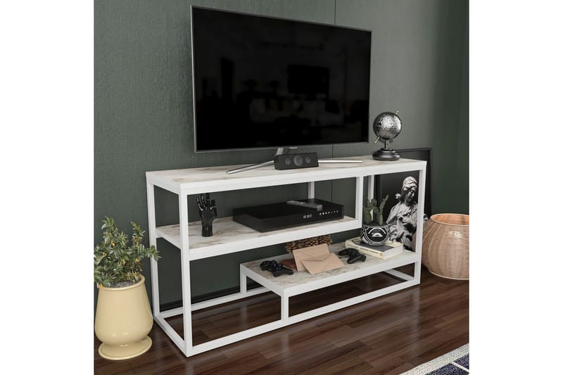 Lorin TV-benk 120 cm - Hvit - Møbler - Mediamøbel & tv møbel - TV-benk & mediabenk