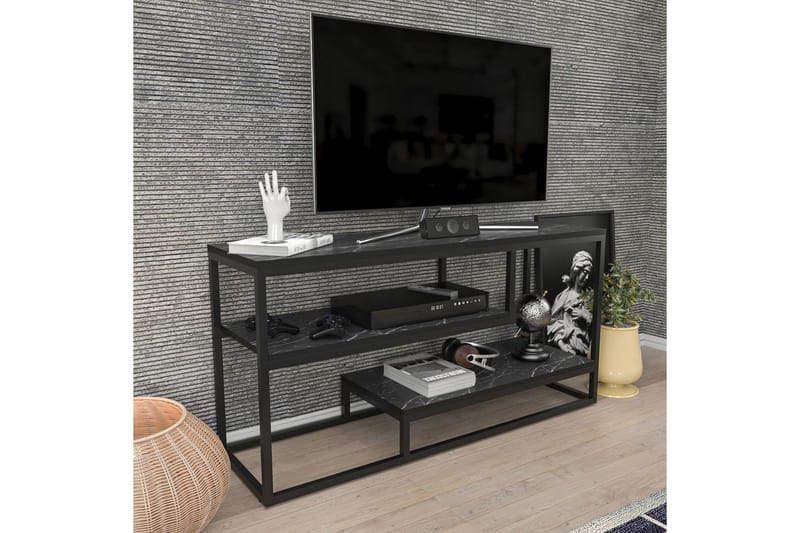 Lorin TV-benk 120 cm - Sort/Hvit - Møbler - Mediamøbel & tv møbel - TV-benk & mediabenk