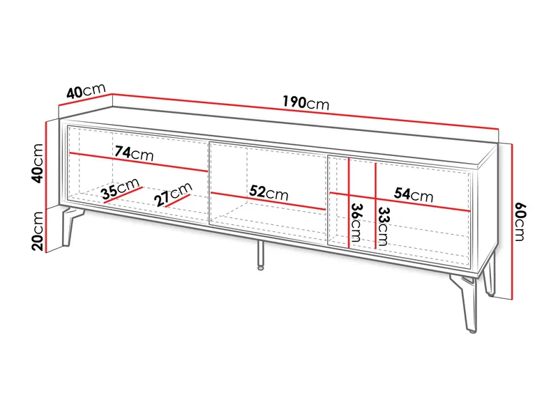 Lorvenn TV-benk 190 cm - Brun/Svart - Møbler - Mediamøbel & tv møbel - TV-benk & mediabenk