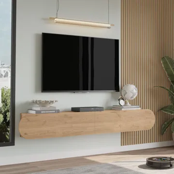 Lumina Veggmontert TV-benk 180 cm med Oppbevaring i Eik - Beige - Møbler - Mediamøbel & tv møbel - TV-benk & mediabenk