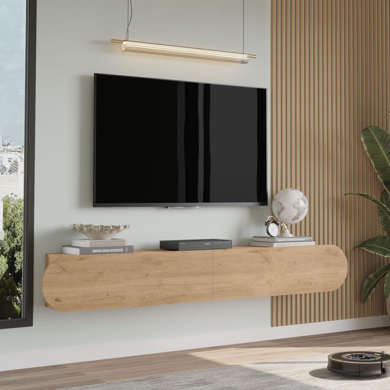 Lumina Veggmontert TV-benk 180 cm med Oppbevaring i Eik - Beige - Møbler - Mediamøbel & tv møbel - TV-benk & mediabenk