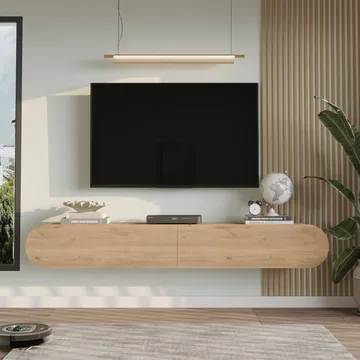 Lumina Veggmontert TV-benk 180 cm med Oppbevaring i Eik - Beige - Møbler - Mediamøbel & tv møbel - TV-benk & mediabenk
