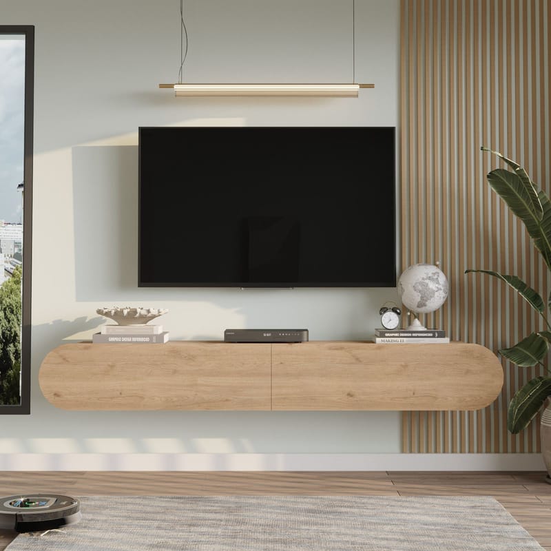 Lumina Veggmontert TV-benk 180 cm med Oppbevaring i Eik - Beige - Møbler - Mediamøbel & tv møbel - TV-benk & mediabenk