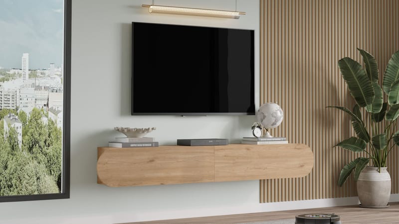Lumina Veggmontert TV-benk 180 cm med Oppbevaring i Eik - Beige - Møbler - Mediamøbel & tv møbel - TV-benk & mediabenk