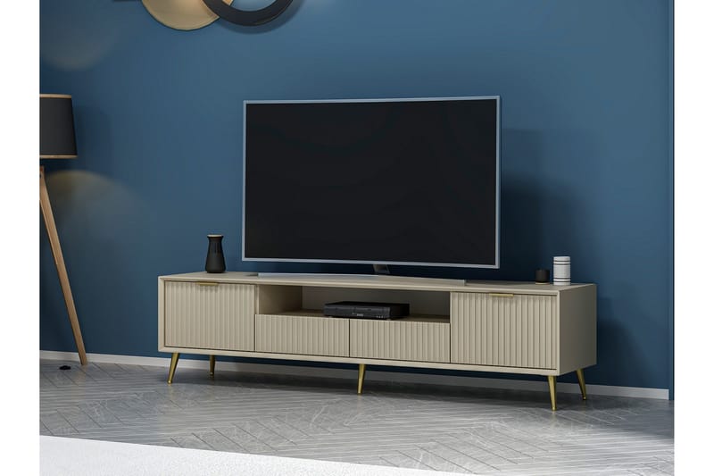 Luxe Gulvstående TV-benk 180 cm med Oppbevaring i Eik - Beige - Møbler - Mediamøbel & tv møbel - TV-benk & mediabenk