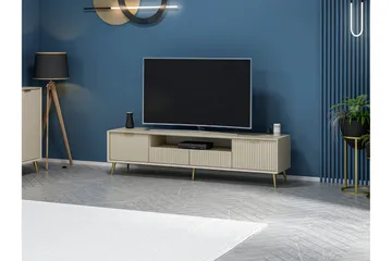 Luxe Gulvstående TV-benk 180 cm med Oppbevaring i Eik - Beige - Møbler - Mediamøbel & tv møbel - TV-benk & mediabenk