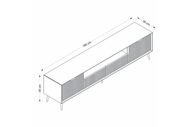 Luxe Gulvstående TV-benk 180 cm med Oppbevaring i Eik - Beige - Møbler - Mediamøbel & tv møbel - TV-benk & mediabenk