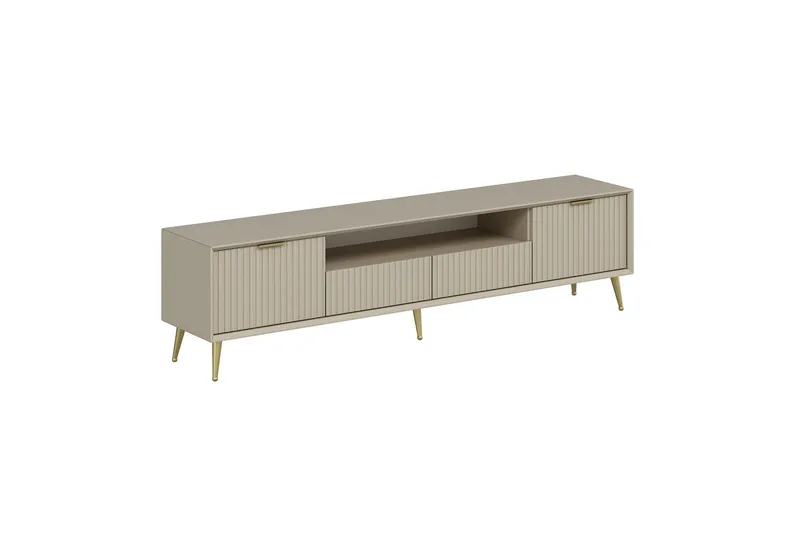 Luxe Gulvstående TV-benk 180 cm med Oppbevaring i Eik, Beige