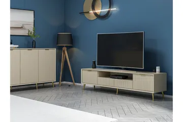 Luxe Gulvstående TV-benk 180 cm med Oppbevaring i Eik - Beige - Møbler - Mediamøbel & tv møbel - TV-benk & mediabenk