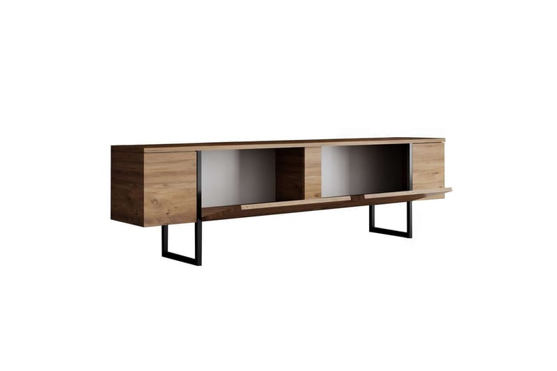 Luxe Gulvstående TV-benk 180 cm med Oppbevaring i Furu - Beige - Møbler - Mediamøbel & tv møbel - TV-benk & mediabenk