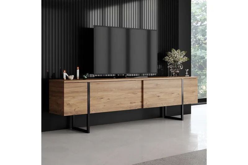 Luxe TV-benk 180 cm - Natur/Sort - Møbler - Mediamøbel & tv møbel - TV-benk & mediabenk