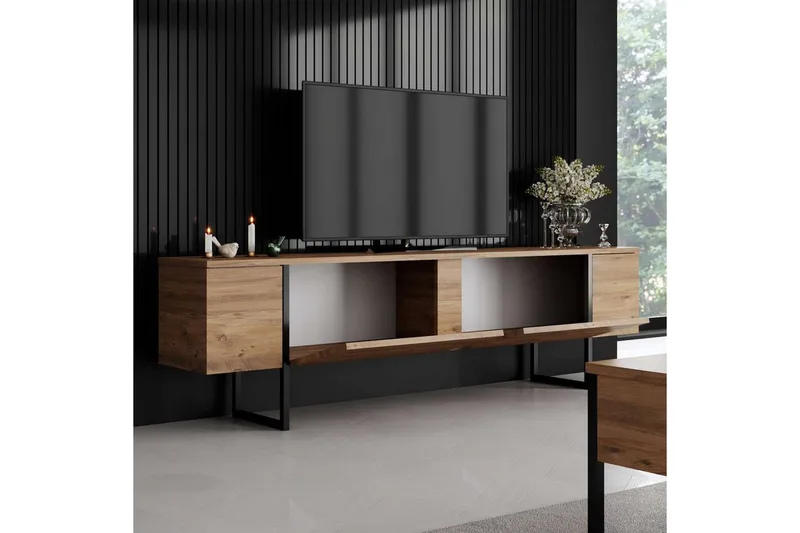 Luxe TV-benk 180 cm - Natur/Sort - Møbler - Mediamøbel & tv møbel - TV-benk & mediabenk