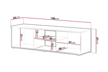 Lyrosen Gulvstående TV-benk 140 cm med Oppbevaring i Malt Tre - Beige - Møbler - Mediamøbel & tv møbel - TV-benk & mediabenk