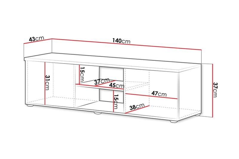 Lyrosen Gulvstående TV-benk 140 cm med Oppbevaring i Malt Tre - Beige - Møbler - Mediamøbel & tv møbel - TV-benk & mediabenk
