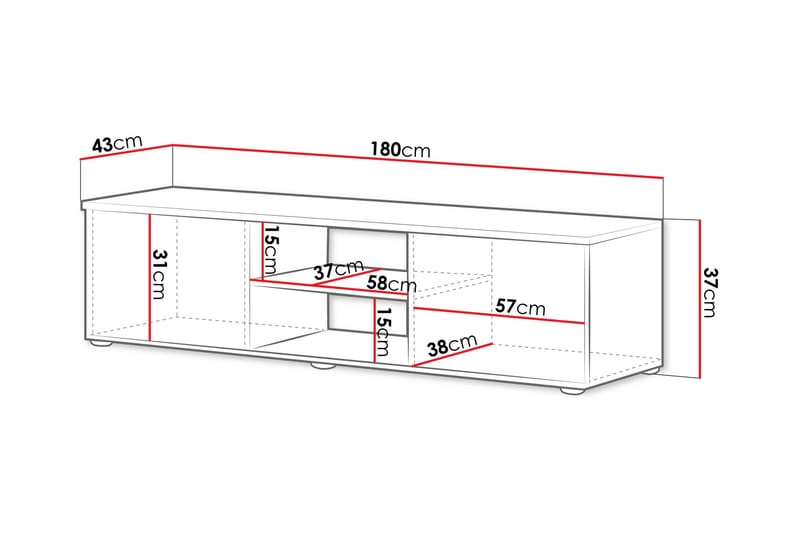 Lyrosen Gulvstående TV-benk 180 cm med Oppbevaring i Malt Tre - Beige - Møbler - Mediamøbel & tv møbel - TV-benk & mediabenk