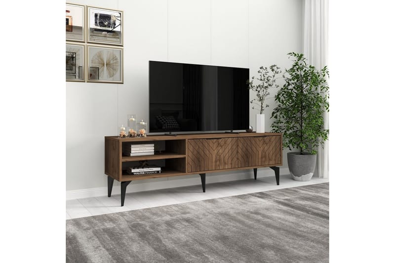 Lyven TV-benk 160 cm - Brun/Mørkfarget tre - Møbler - Mediamøbel & tv møbel - TV-benk & mediabenk