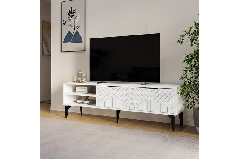 Lyven TV-benk 160 cm - Hvit - Møbler - Mediamøbel & tv møbel - TV-benk & mediabenk