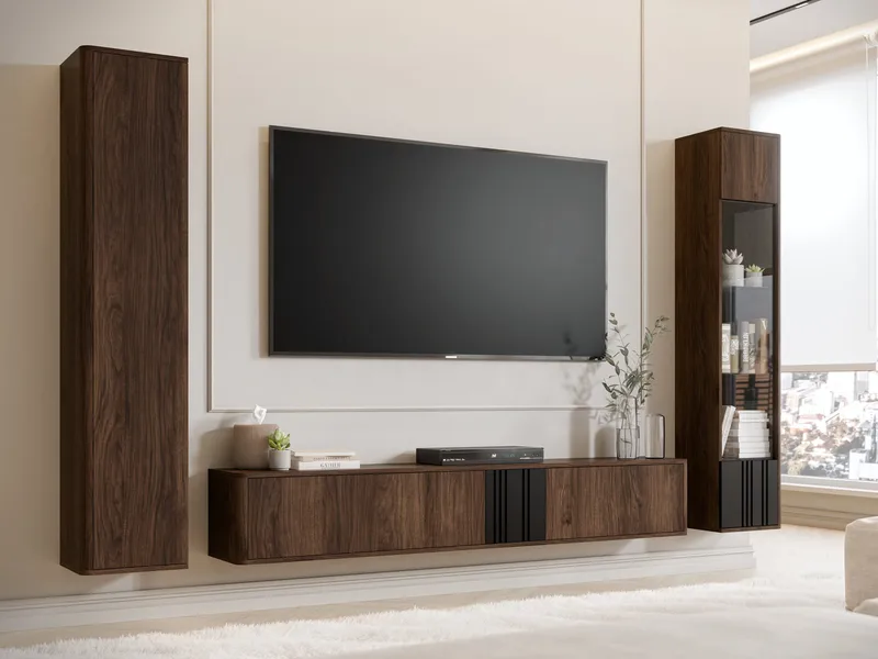 møbelsett Philippe Svart, valnøtt - Svart, valnøtt - Møbler - Mediamøbel & tv møbel - TV-møbelsett