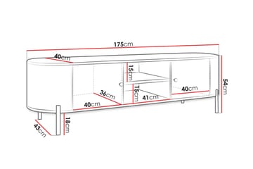 Maggio Gulvstående TV-benk 175 cm med Oppbevaring i Malt Tre - Beige - Møbler - Mediamøbel & tv møbel - TV-benk & mediabenk