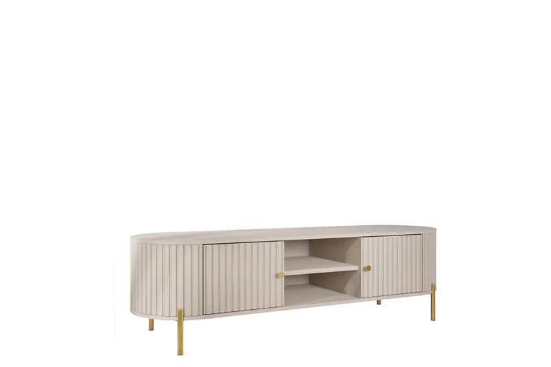 Maggio Gulvstående TV-benk 175 cm med Oppbevaring i Malt Tre, Beige