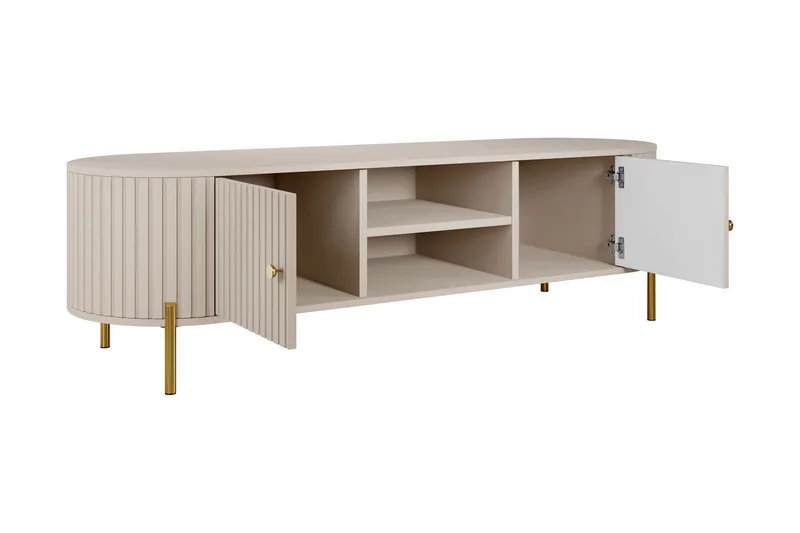 Maggio Gulvstående TV-benk 175 cm med Oppbevaring i Malt Tre - Beige - Møbler - Mediamøbel & tv møbel - TV-benk & mediabenk