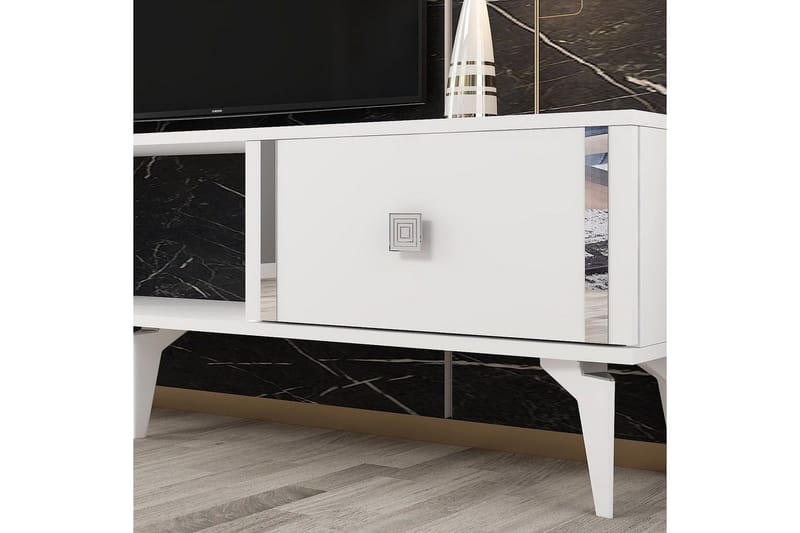 Male TV-benk 150 cm - Hvit/Sølv - Møbler - Mediamøbel & tv møbel - TV-benk & mediabenk