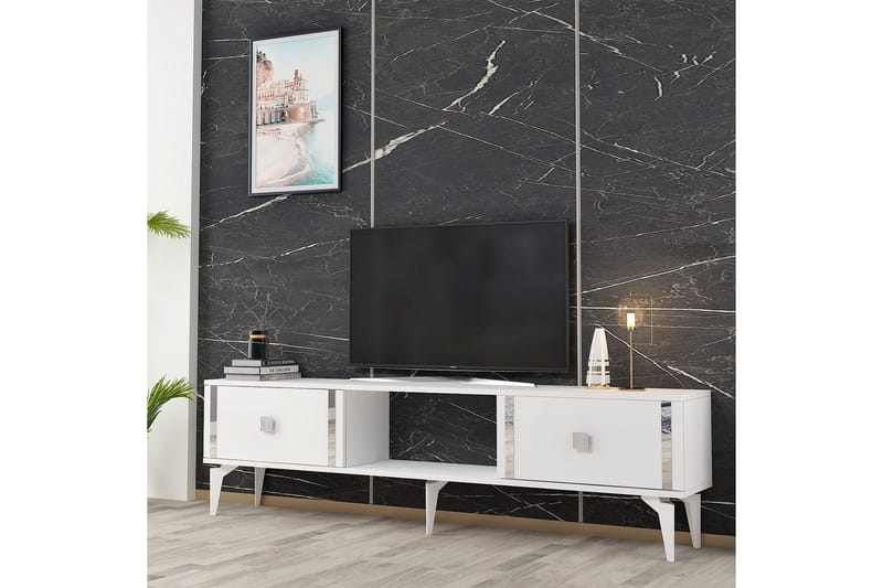 Male TV-benk 150 cm - Hvit/Sølv - Møbler - Mediamøbel & tv møbel - TV-benk & mediabenk