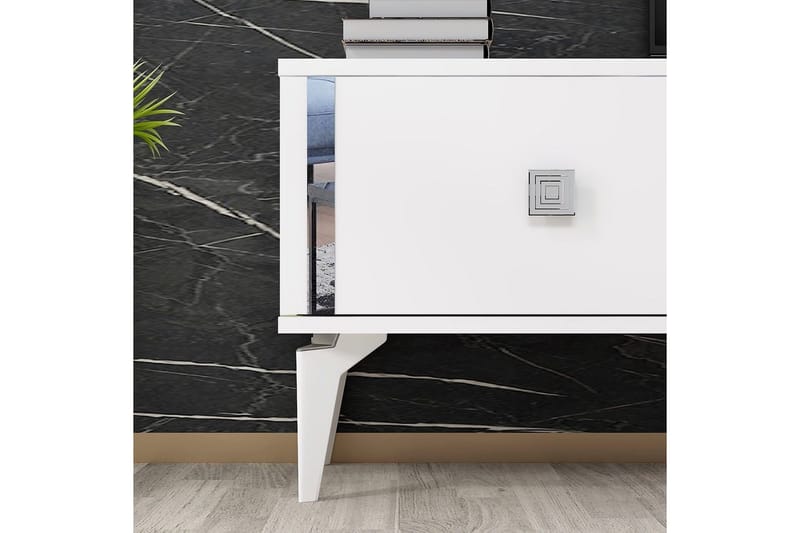 Male TV-benk 150 cm - Hvit/Sølv - Møbler - Mediamøbel & tv møbel - TV-benk & mediabenk