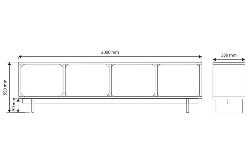 Marinport TV-benk 200 cm - Beige - Møbler - Mediamøbel & tv møbel - TV-benk & mediabenk