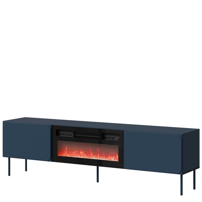 Marros TV-benk 200 cm med Elektrisk Peis, Blå