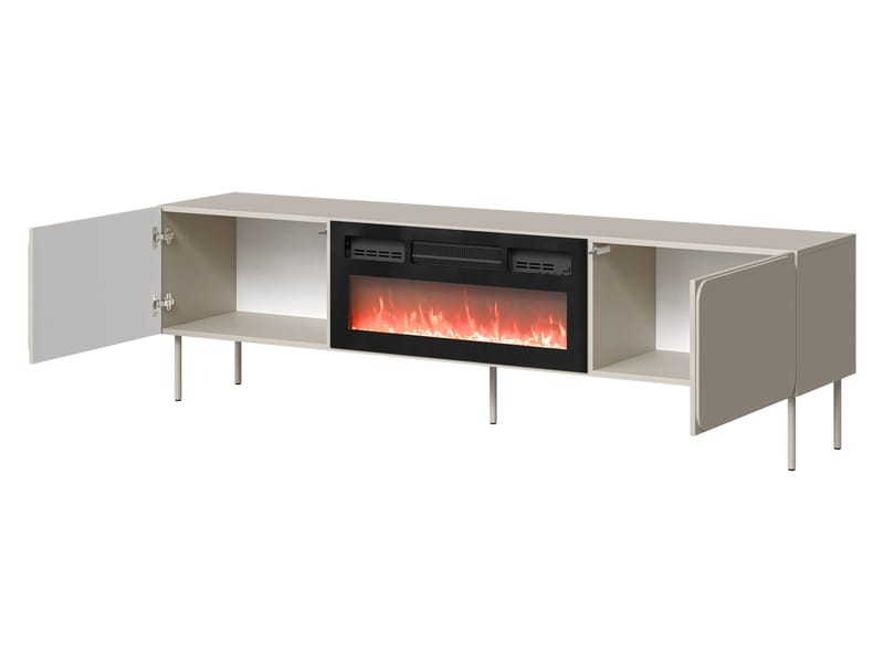 Marros TV-benk 200 cm med Elektrisk Peis - Beige - Møbler - Mediamøbel & tv møbel - TV-benk & mediabenk