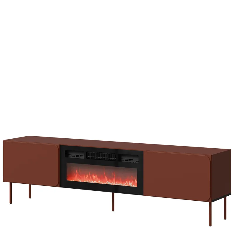 Marros TV-benk 200 cm med Elektrisk Peis, Toskansk rød