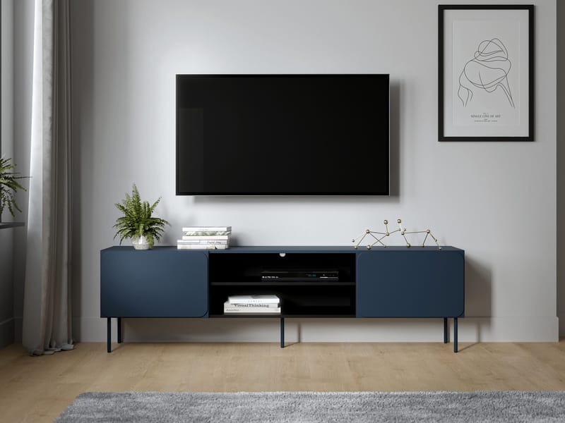Marros TV-benk 200 cm med Hyller - Blå - Møbler - Mediamøbel & tv møbel - TV-benk & mediabenk