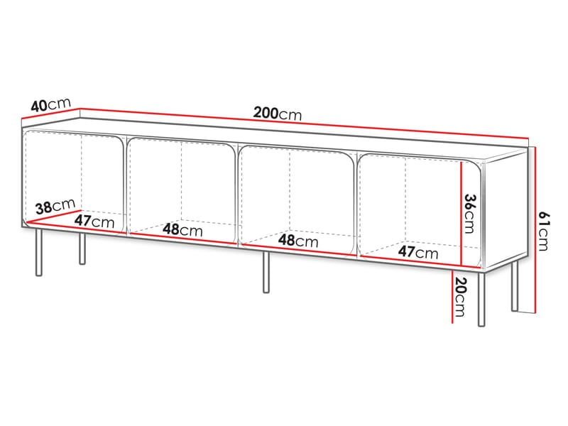 Marros TV-benk 200 cm - Toskansk rød - Møbler - Mediamøbel & tv møbel - TV-skap
