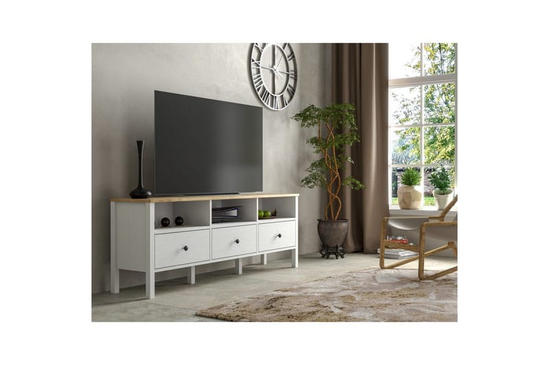 Marven TV-benk 160 cm - Natur/Hvit - Møbler - Mediamøbel & tv møbel - TV-benk & mediabenk