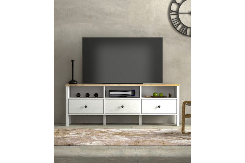 Marven TV-benk 160 cm - Natur/Hvit - Møbler - Mediamøbel & tv møbel - TV-benk & mediabenk