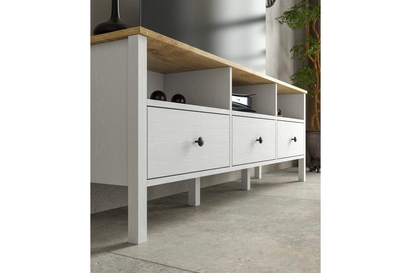 Marven TV-benk 160 cm - Natur/Hvit - Møbler - Mediamøbel & tv møbel - TV-benk & mediabenk