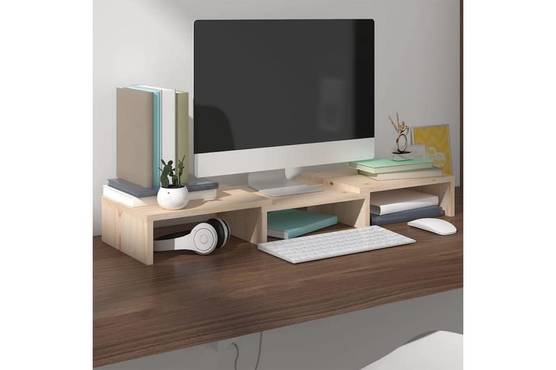 beBasic Monitorstativ 60x24x10,5 cm heltre furu - Brun - Møbler - Mediamøbel & tv møbel - Mediestativ & veggfeste