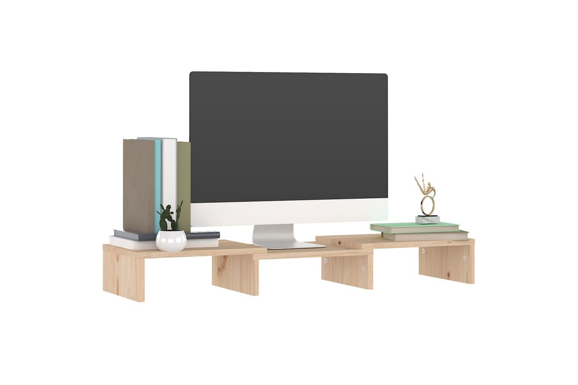 beBasic Monitorstativ 60x24x10,5 cm heltre furu - Brun - Møbler - Mediamøbel & tv møbel - Mediestativ & veggfeste