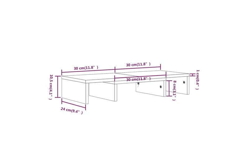 beBasic Monitorstativ 60x24x10,5 cm heltre furu - Brun - Møbler - Mediamøbel & tv møbel - Mediestativ & veggfeste