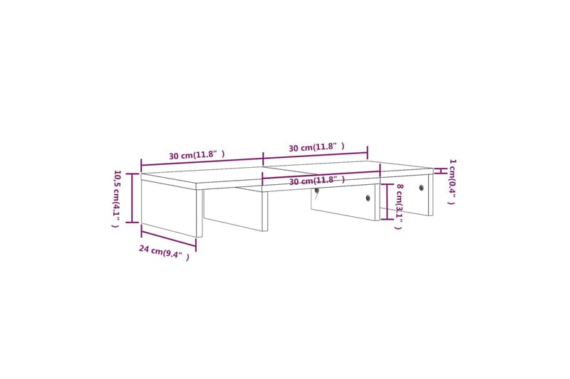 beBasic Monitorstativ 60x24x10,5 cm heltre furu - Brun - Veggfeste TV & TV stativ - Mediestativ & veggfeste