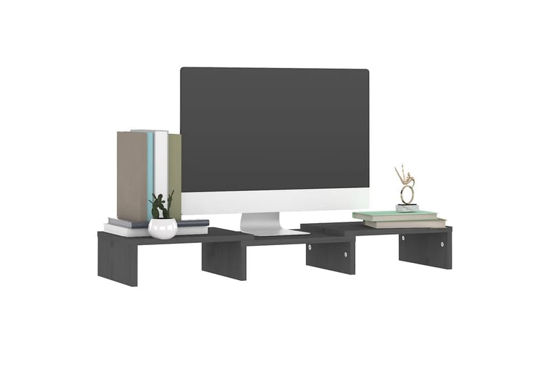 beBasic Monitorstativ grå 60x24x10,5 cm heltre furu - GrÃ¥ - Møbler - Mediamøbel & tv møbel - Mediestativ & veggfeste
