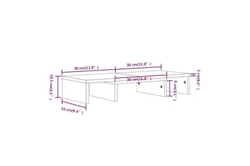 beBasic Monitorstativ hvit 60x24x10,5 cm heltre furu - Hvit - Møbler - Mediamøbel & tv møbel - Mediestativ & veggfeste