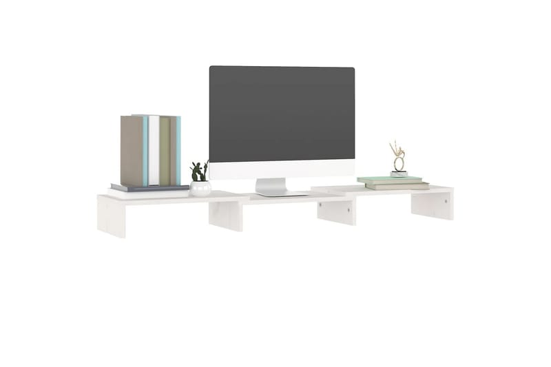 beBasic Monitorstativ hvit 80x24x10,5 cm heltre furu - Hvit - Møbler - Mediamøbel & tv møbel - Mediestativ & veggfeste