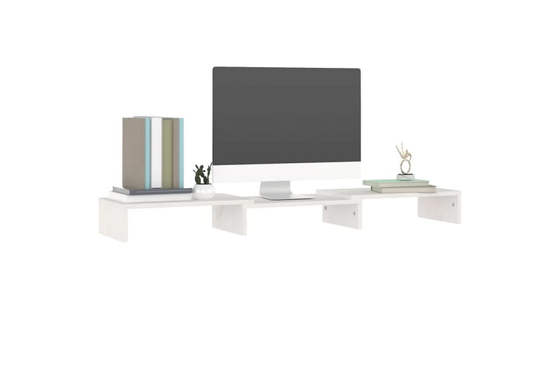 beBasic Monitorstativ hvit 80x24x10,5 cm heltre furu - Hvit - Veggfeste TV & TV stativ - Mediestativ & veggfeste